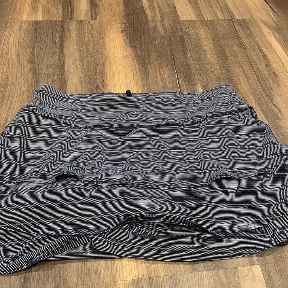 Athleta Navy & White Striped Active Mini Skirt